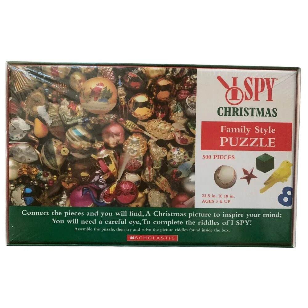 I SPY Christmas Family Style Puzzle 500 Pieces Scholastic Small Med & Lg Pieces